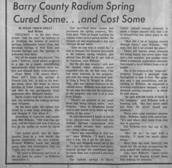 Radium Springs Article 1974